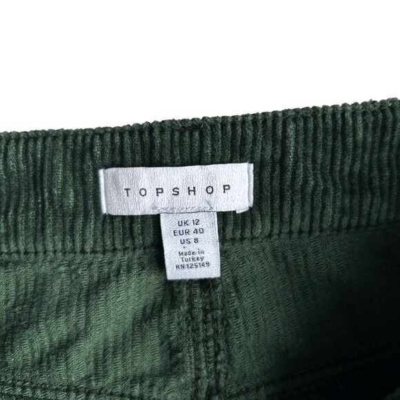 TOPSHOP Dark Green Corduroy Skirt 8 - Picture 4 of 8